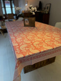 Nappe rectangulaire en coton blockprint motif paisley rose 1,50 X 2,25 m